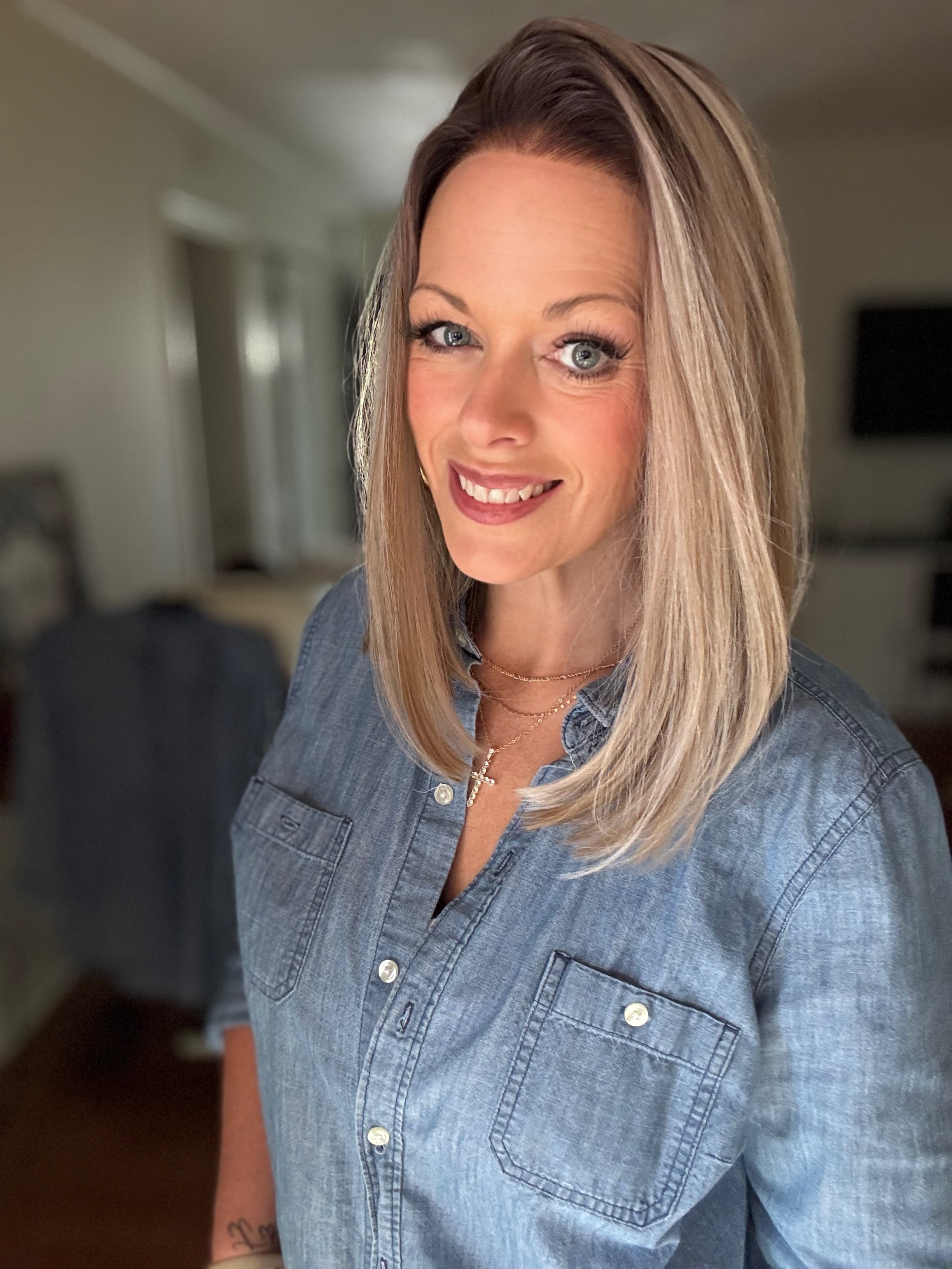 Edie rooted blonde